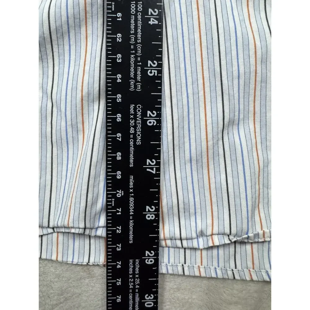 Banana Republic Men’s M 15-15.5 Fitted Dress Shirt Blue Orange Stripe Long Sleev
